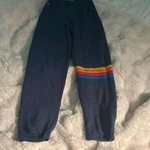 Aviator nation girls size 10 navy and rainbow sweatpants